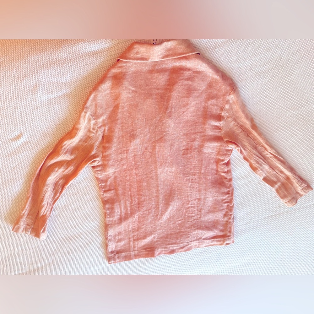 ANTHROPOLOGIE Amadi Pink Shimmer Linen Oversized Blazer Jacket Lightweight Coat - Picture 6 of 12